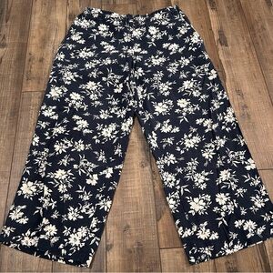 Lauren Ralph Lauren Linen Blend‎ Floral Pants Womens Small Blue White
